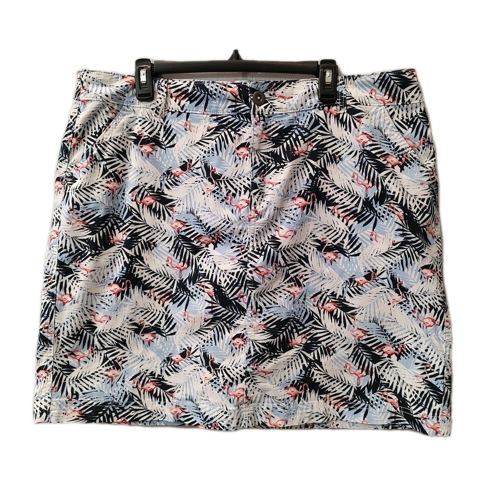 Christopher Banks Skort Woman Sz 18W FLAMINGO‎ Skort Blue/White Print Cotton